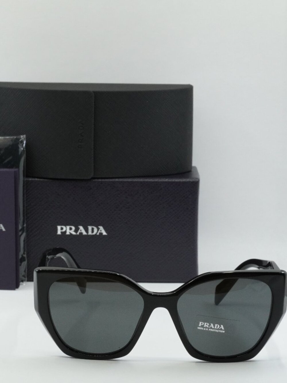 Prada PR19ZS 1AB5S0 Square Sunglasses – Black\Dark Grey - Picture 2 of 9